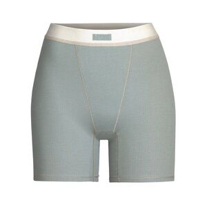 SKIMS Stretch Cotton Rib Boxers in Mineral Size XS